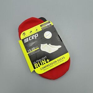 CEP Women Ultralight Run+ Dynamic Compression Socks 15-20mmHg Size 3 Red No Show